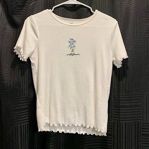 Hollister White Baby Tee Wildflower Embroidery NWOT